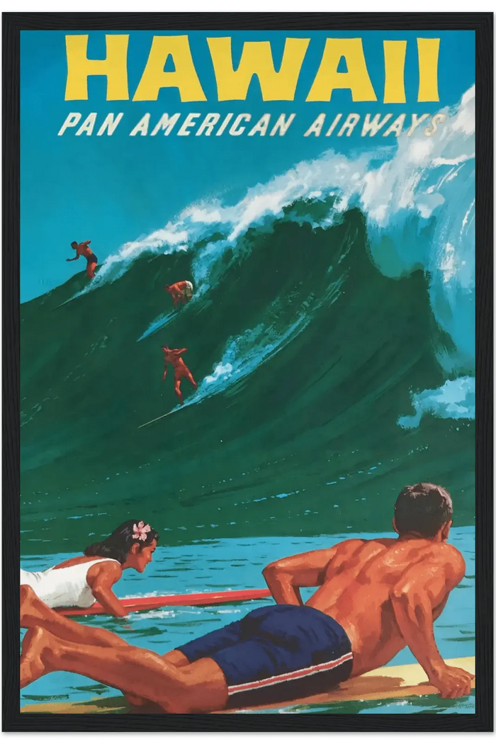 Hawaiian Surf Travel Poster – 1950s Retro Print
