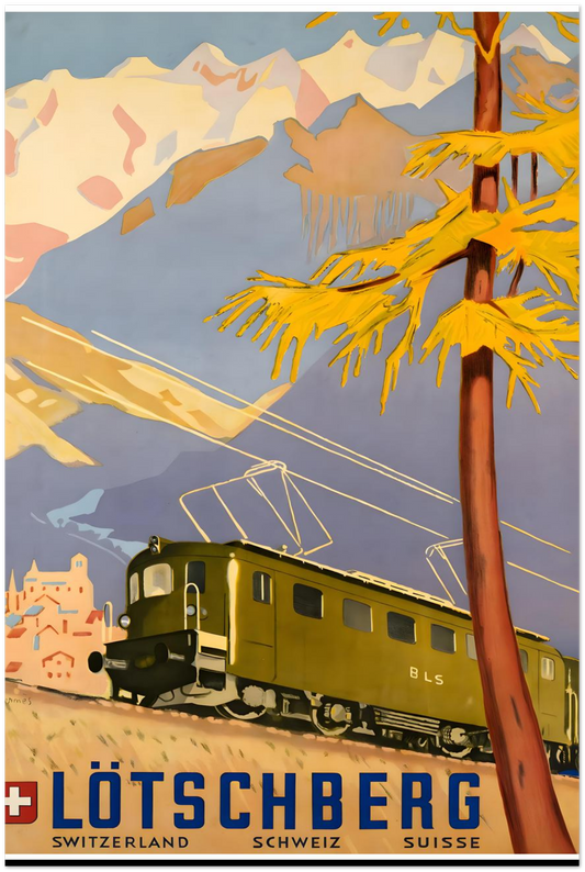 Lotschberg Alps Railway Travel Poster 12x18 Premium Matte No Frame