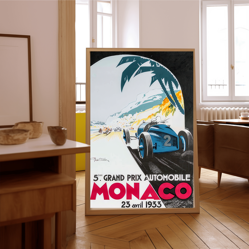 Monaco Grand Prix — Vintage Art Deco Racing Poster, 1933 by The Poster Archive