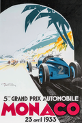 Monaco Grand Prix — Vintage Art Deco Racing Poster, 1933 by The Poster Archive