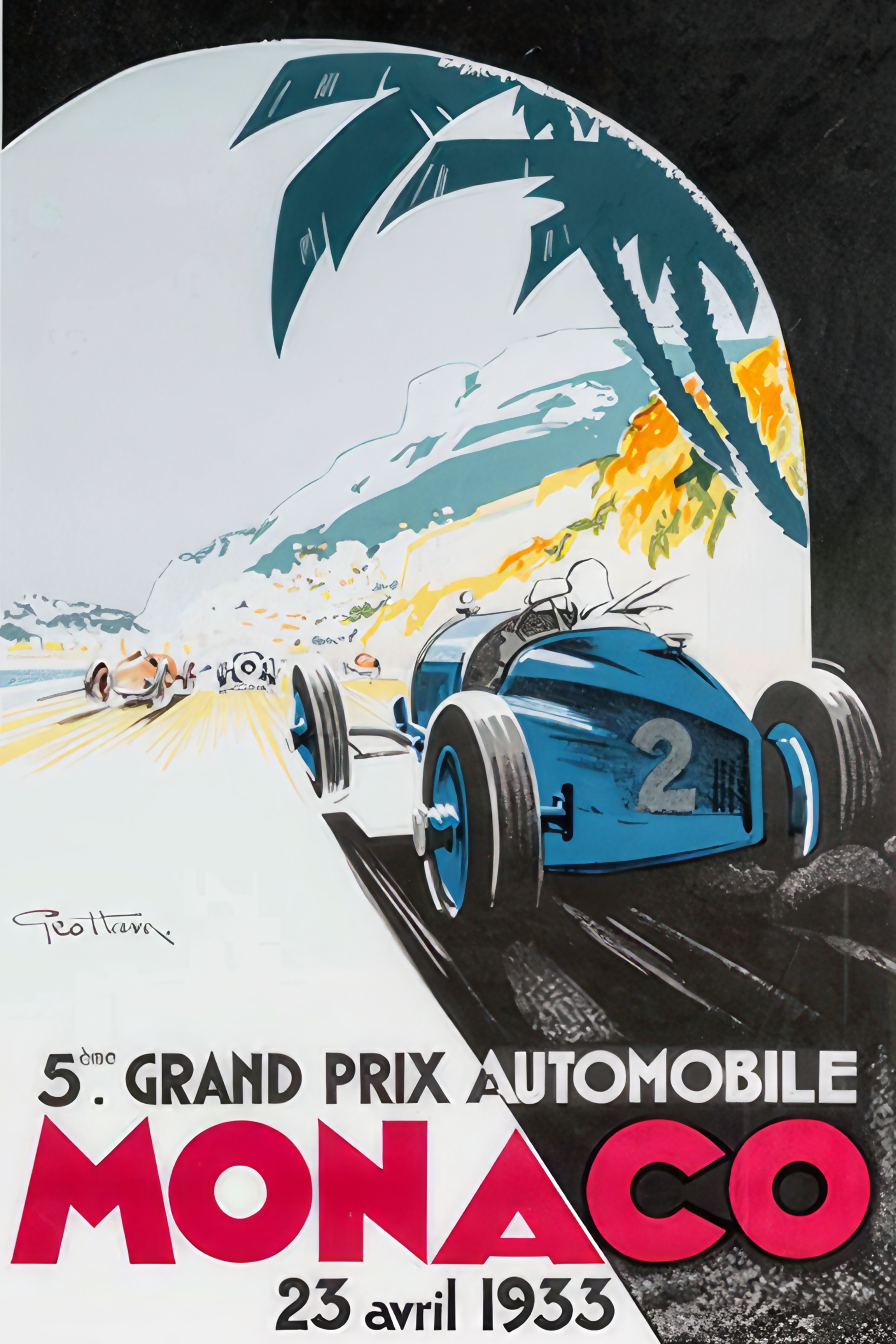 Monaco Grand Prix — Vintage Art Deco Racing Poster, 1933 by The Poster Archive