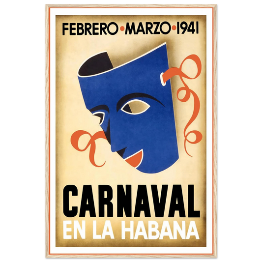 Havana Carnaval 1941 24x36 Premium Matte Framed Natural Wood