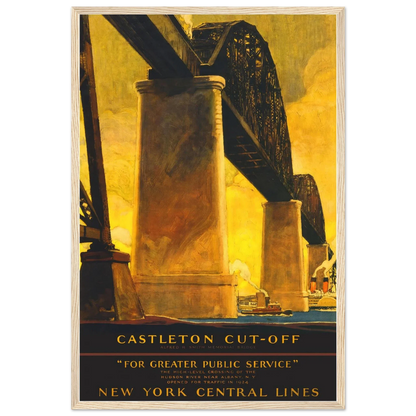 Castleton Cutoff Railroad Poster 16x24 Premium Matte Framed Natural Wood