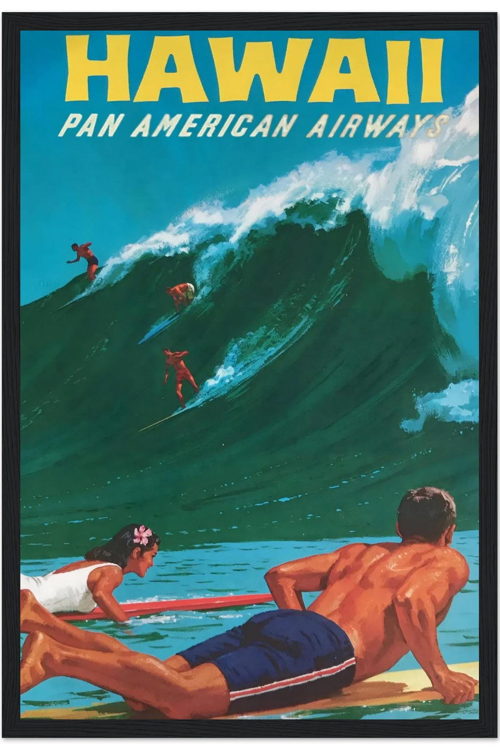 Hawaiian Surf Travel Poster, 1950s by The Poster Archive