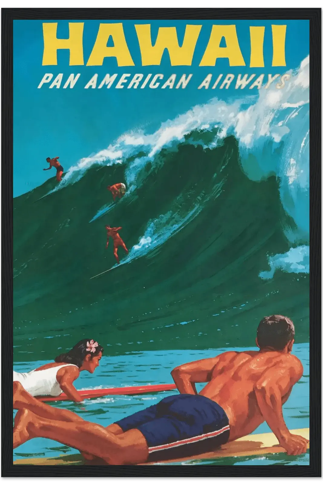 Hawaiian Surf Travel Poster, 1950s by The Poster Archive