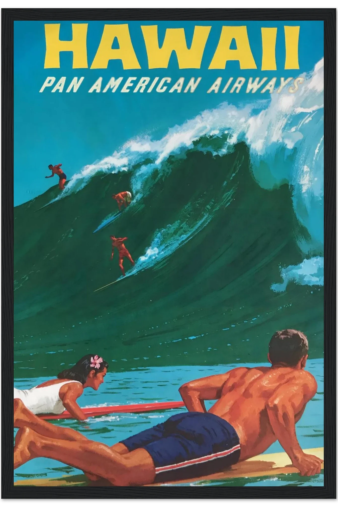Hawaiian Surf Travel Poster, 1950s by The Poster Archive