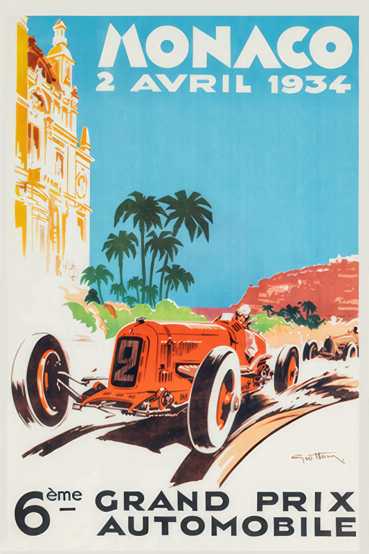 Monaco Grand Prix Poster, 1934 16x24