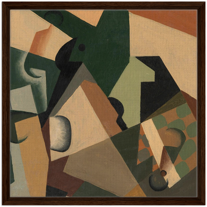 Juan Gris Glass and Checkerboard, 1917 60x60 cm 24x24″ Framed Canvas Dark wood frame