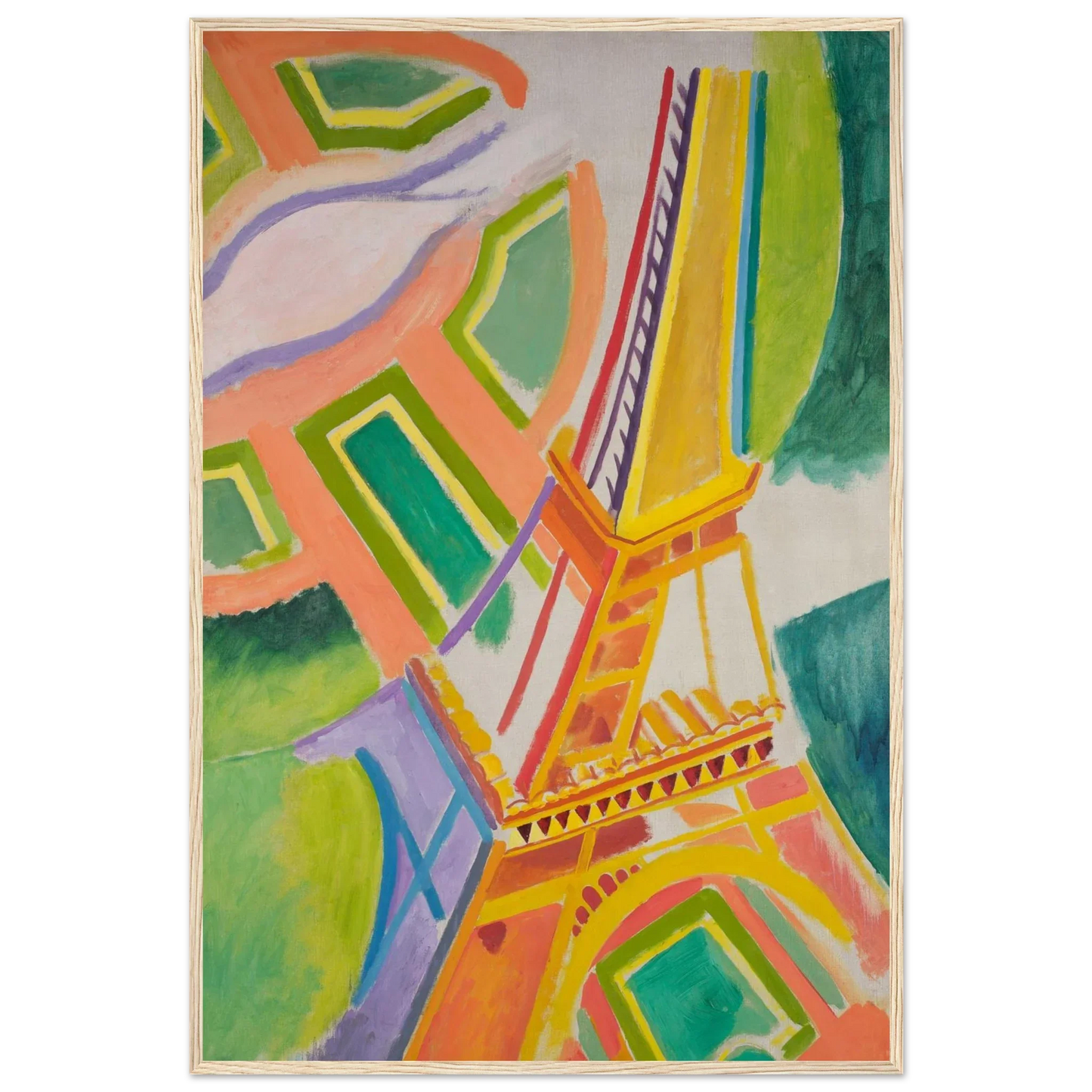 Robert Delaunay Eiffel Tower Art Print, 1911 24x36 Premium Matte Framed Natural Wood