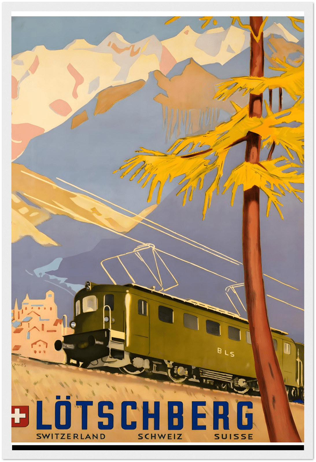 Lotschberg Alps Railway Travel Poster by The Poster Archive