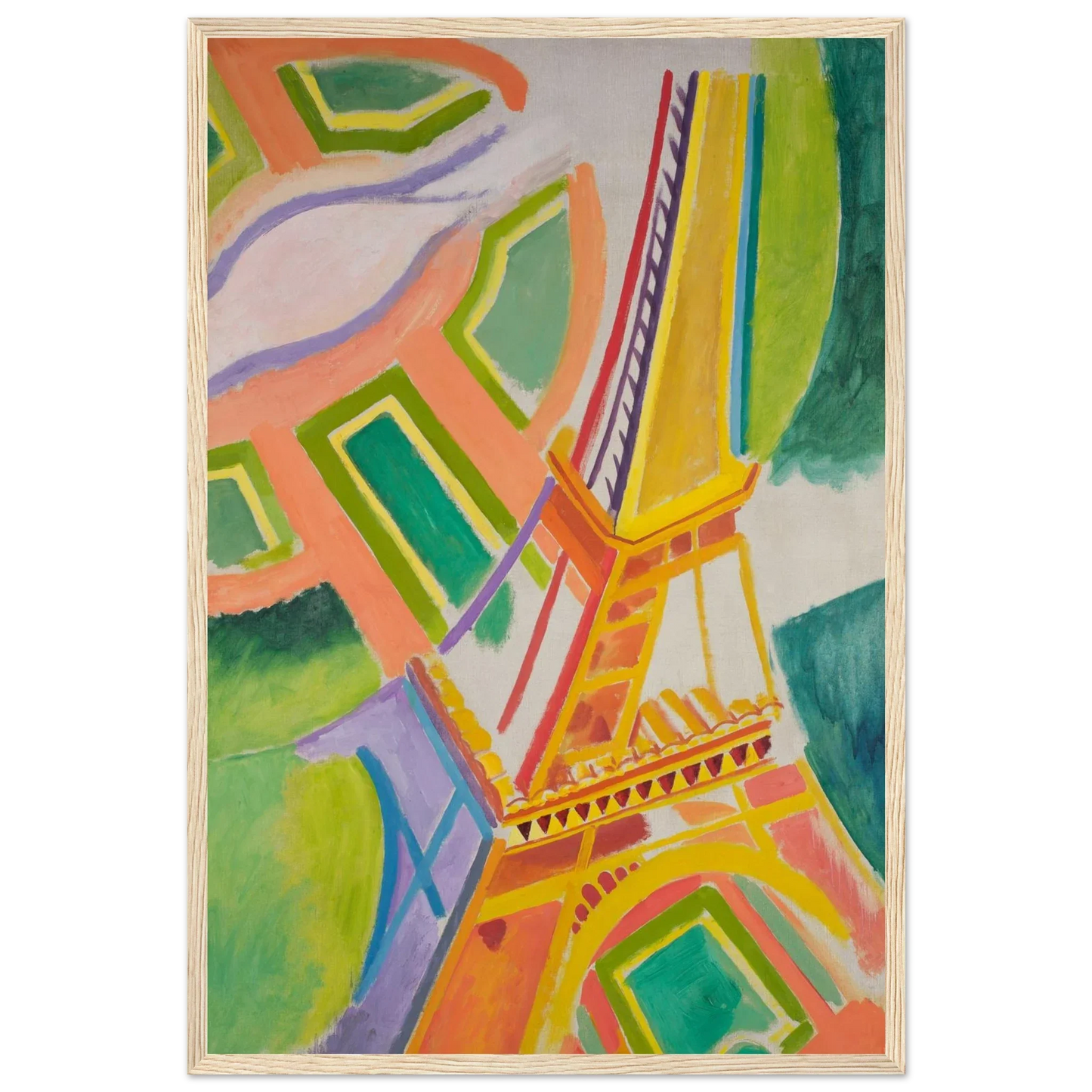Robert Delaunay Eiffel Tower Art Print, 1911 16x24 Premium Matte Framed Natural Wood