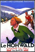 Alsace Lorraine Ski Poster, 1940s 12x18 Premium Matte Framed Black