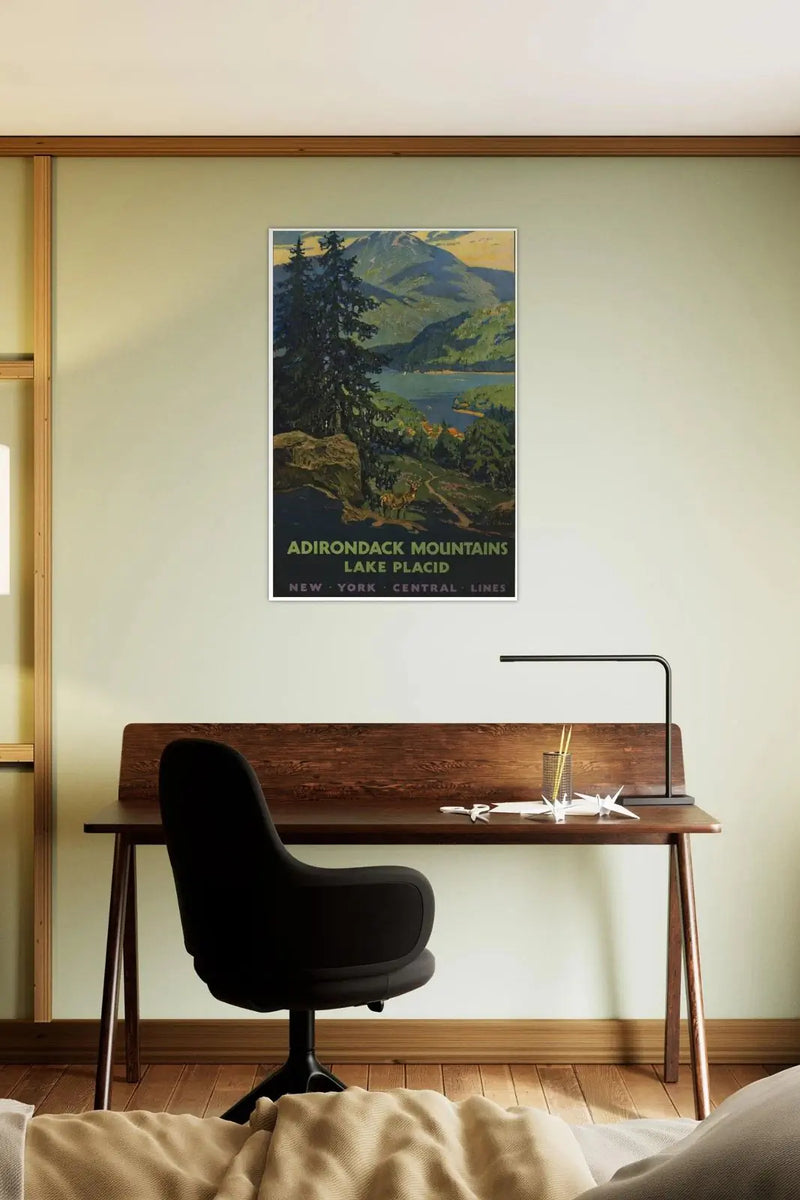 Adirondack Mountains Lake Placid Travel Poster, 1930s by The Poster Archive