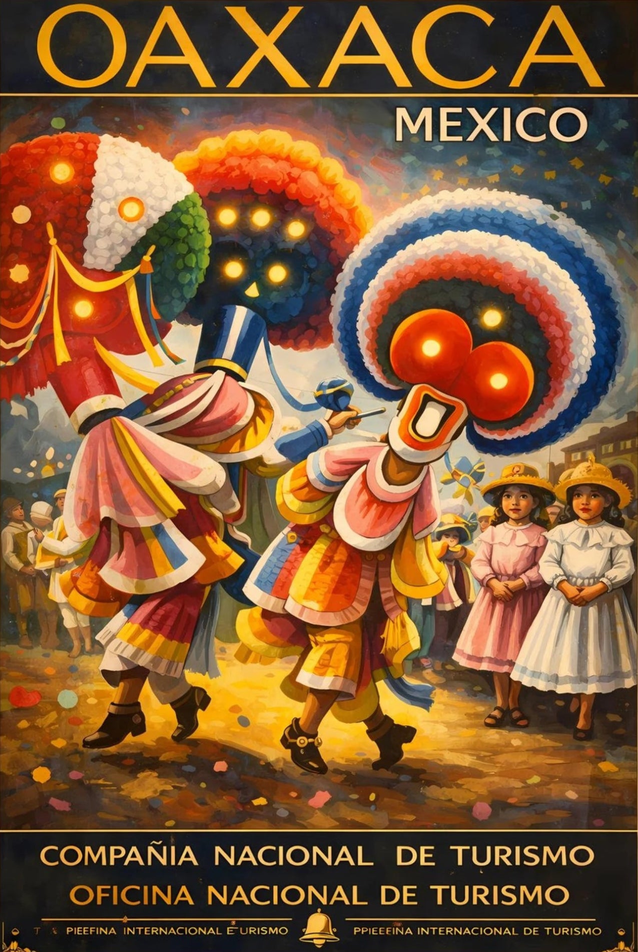 Oaxaca Tourism Celebration Poster 16x24 Premium Matte Framed Black