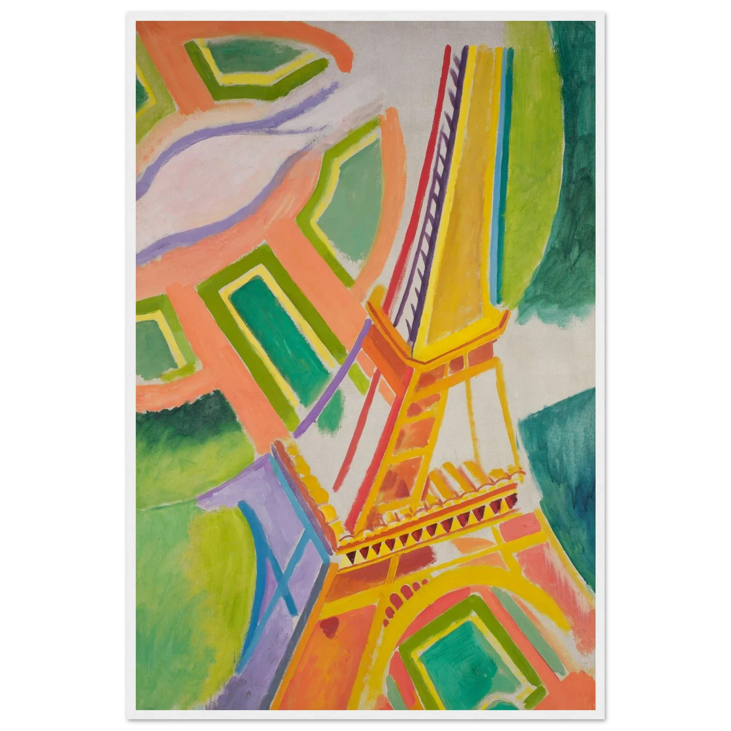 Robert Delaunay Eiffel Tower Art Print, 1911 24x36 Premium Matte Framed White