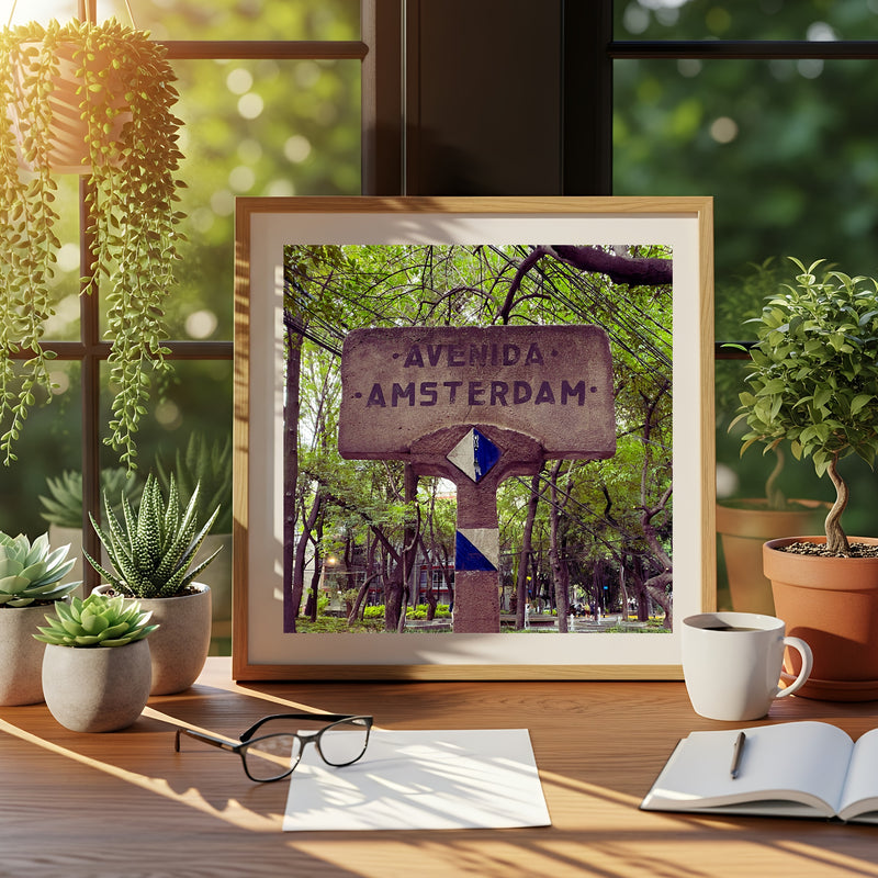 Avenida Amsterdam CDMX Street Sign Art Print by The Poster Archive