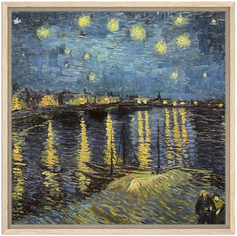 Van Gogh Starry Night Over the Rhone, 1888 60x60 cm 24x24″ Framed Canvas Wood frame