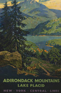 Adirondack Mountains Lake Placid Travel Poster, 1930s