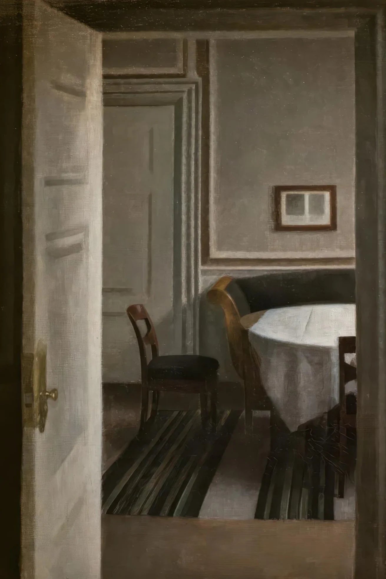 Vilhelm Hammershoi Interior with Open Door Art Print