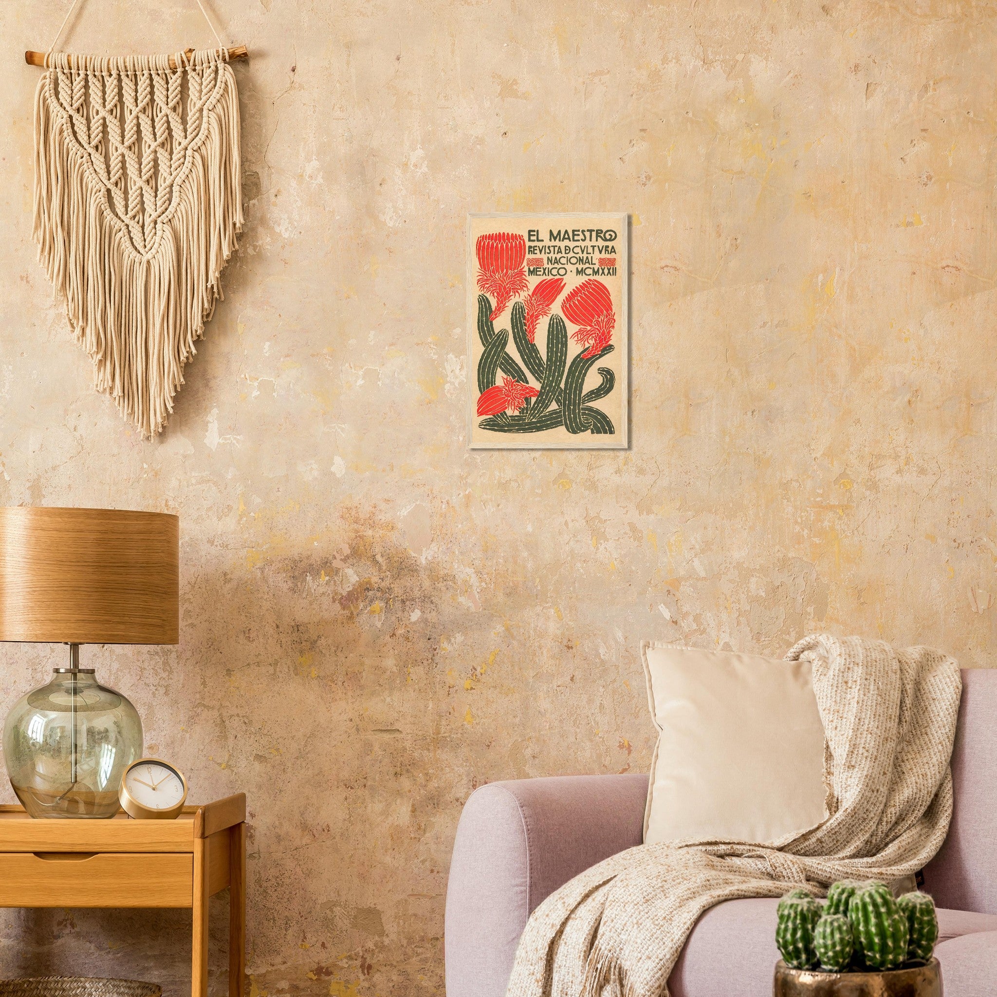 El Maestro #1 Mexican Advertising Poster in Beige, 1922 12x18 Premium Matte Framed Natural Wood