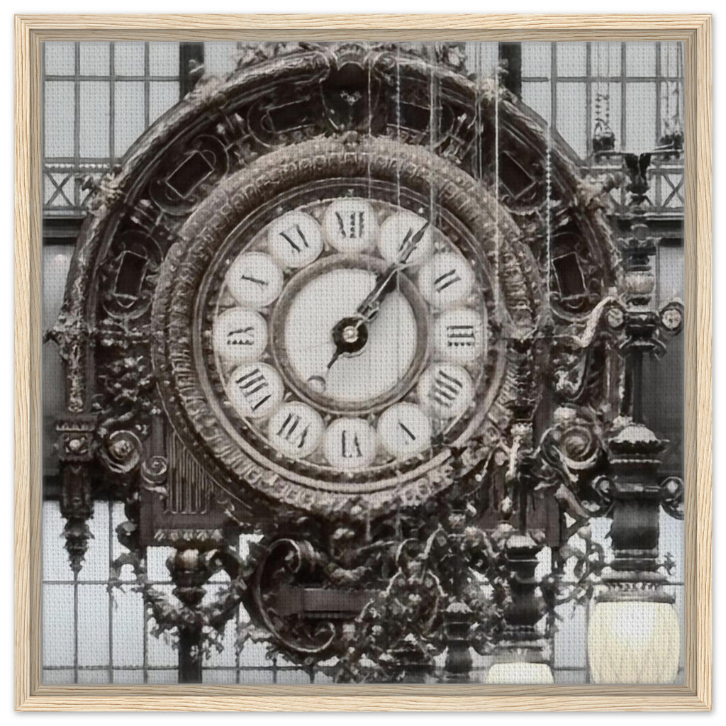 Orsay Museum Clock in Grand Hall Framed Canvas - 60x60 cm 24x24″ Wood frame -