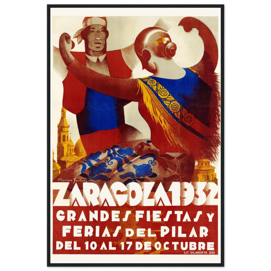 Zaragoza Fiesta Poster, 1932 24x36 Premium Matte Framed Black