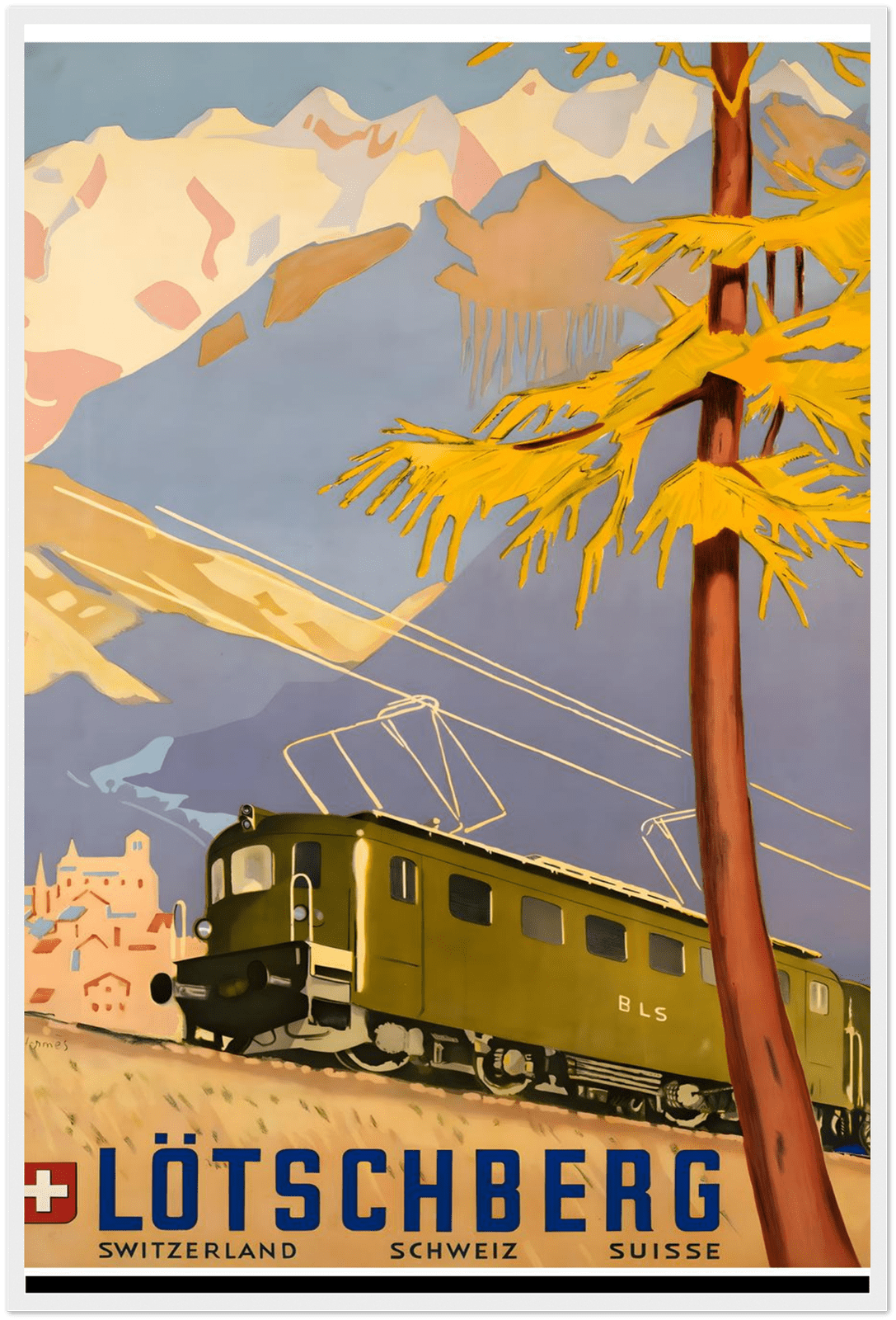 Lotschberg Alps Railway Travel Poster by The Poster Archive