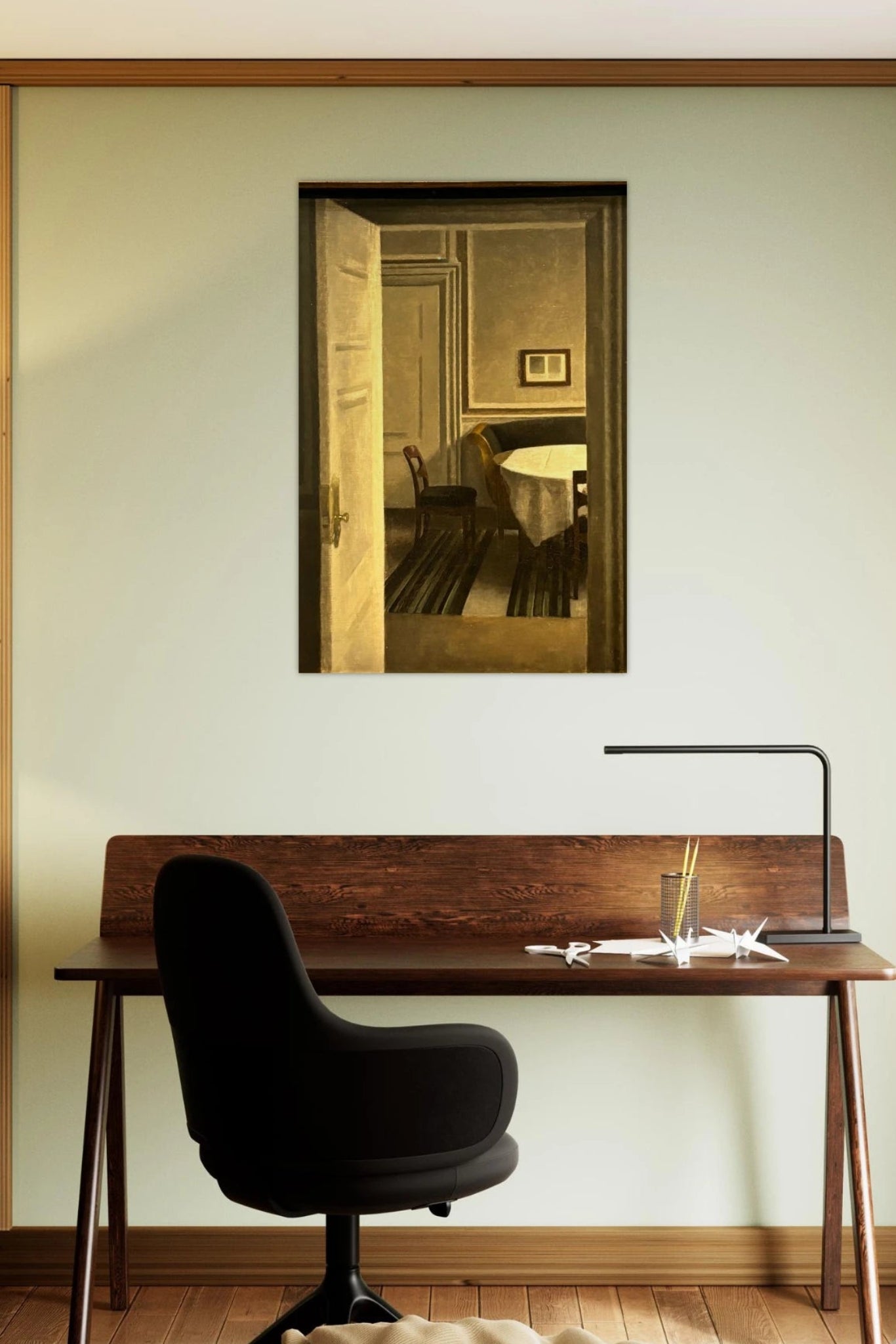 Vilhelm Hammershoi Interior with Open Door Art Print