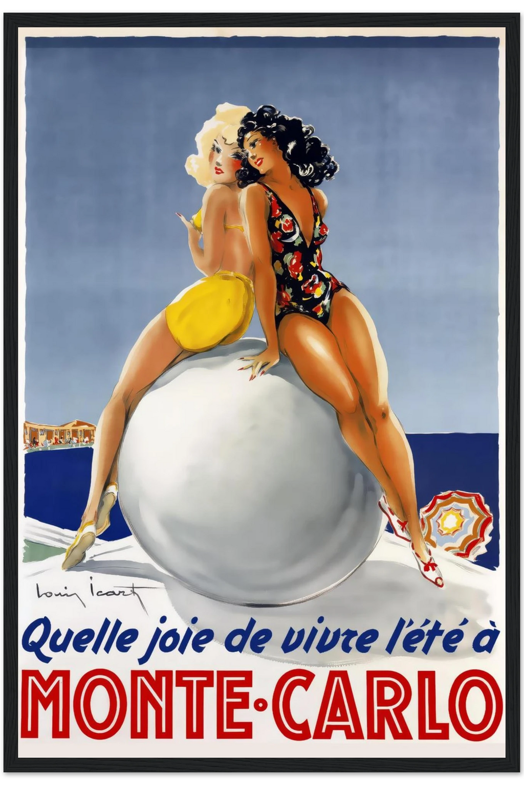 Monte Carlo Travel Poster, 1940s 16x24 Premium Matte Framed Black