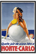 Monte Carlo Travel Poster, 1940s 16x24 Premium Matte Framed Black