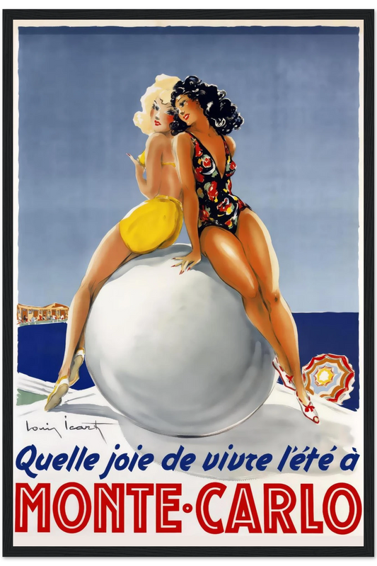 Monte Carlo Travel Poster, 1940s 16x24 Premium Matte Framed Black