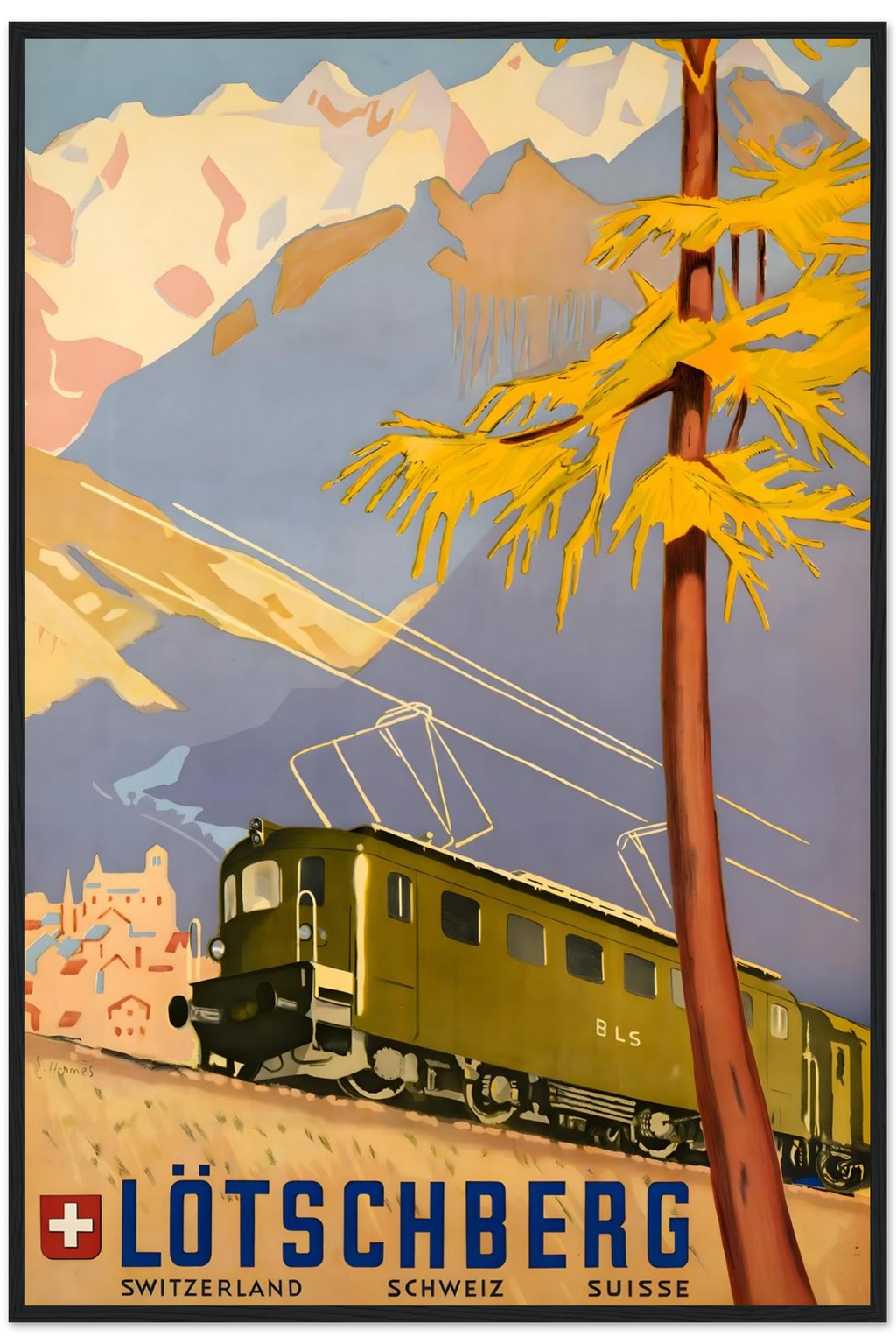 Lotschberg Alps Railway Travel Poster