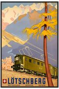 Lotschberg Alps Railway Travel Poster