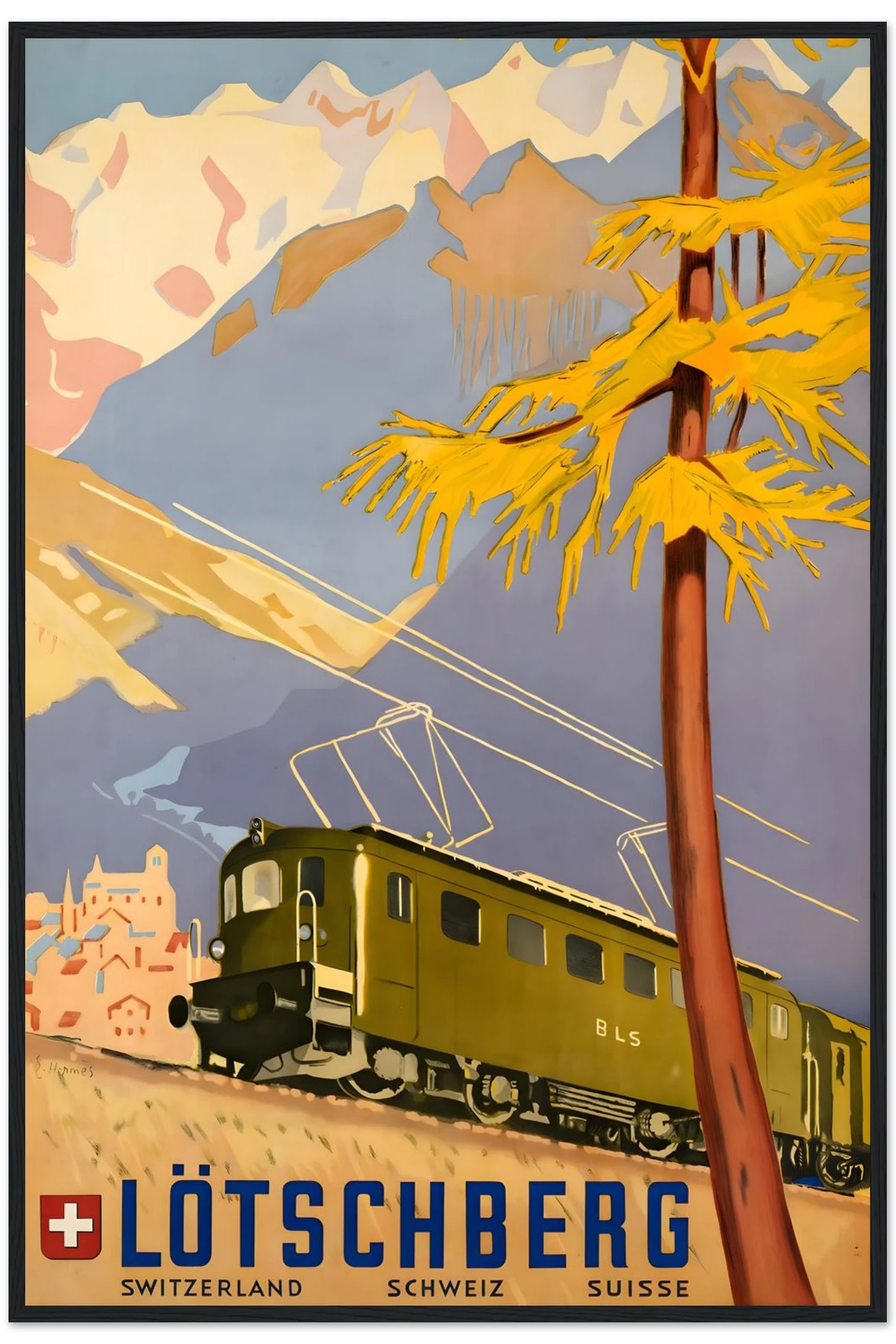 Lotschberg Alps Railway Travel Poster