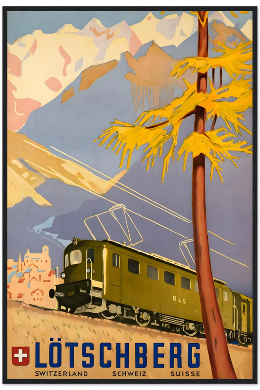 Lotschberg Alps Railway Travel Poster