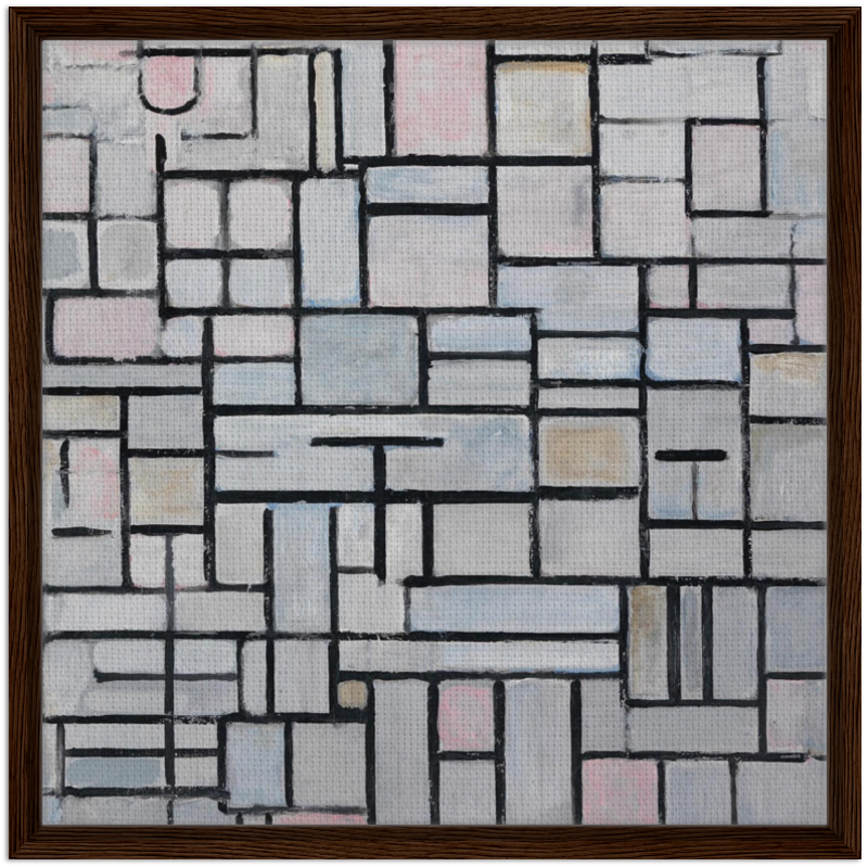 Piet Mondrian - Composition n° IV, 1914 60x60 cm 24x24″ Framed Canvas Dark wood frame