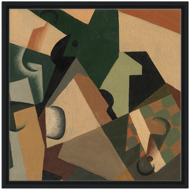 Juan Gris Glass and Checkerboard, 1917 60x60 cm 24x24″ Framed Canvas Black frame