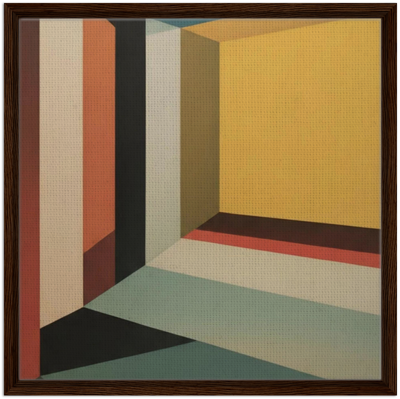 Mirrors, Doors, and Shadows Abstract 60x60 cm 24x24″ Framed Canvas Dark wood frame