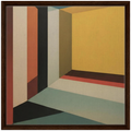 Mirrors, Doors, and Shadows Abstract 60x60 cm 24x24″ Framed Canvas Dark wood frame