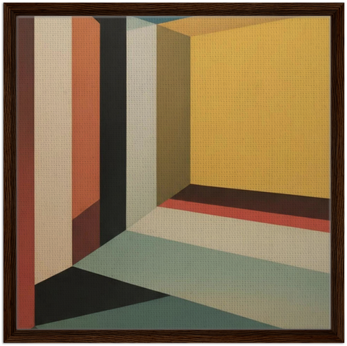 Mirrors, Doors, and Shadows Abstract 60x60 cm 24x24″ Framed Canvas Dark wood frame