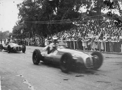 Postwar Grand Prix car at speed, 1949 season